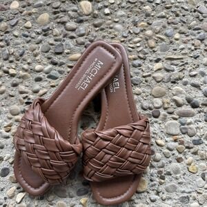 Michael by Michael Shannon Shoes Womens Size 6 Brown Harper Slide Sandals Woven